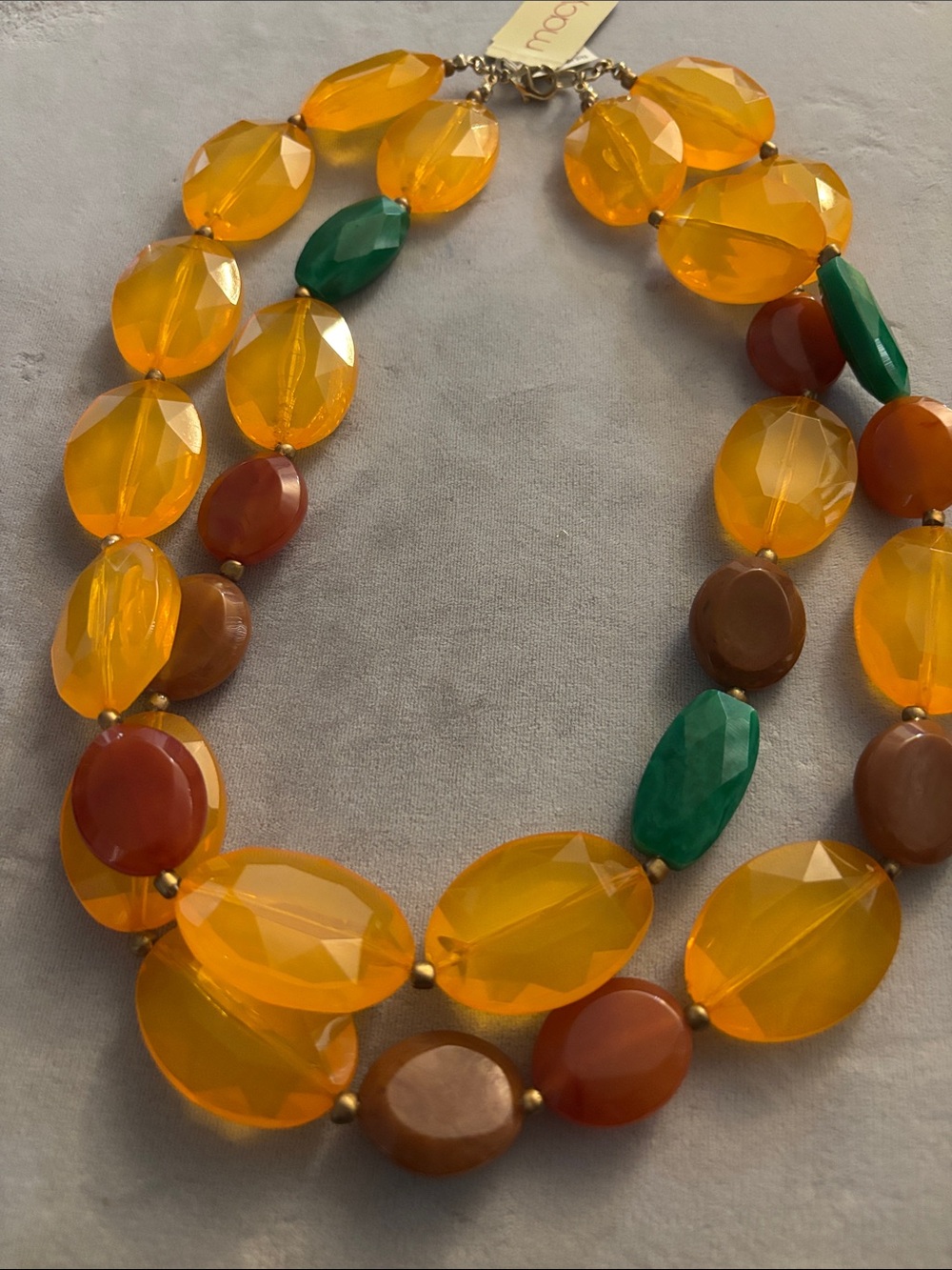 Macy's Yellow, Green & Brown Faceted Bead Double-Strand Necklace